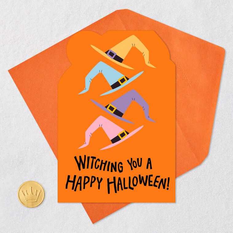 Witch Hats 99-cent Happy Halloween Card for Kids Card Front with Envelope and Gold Seal image number 5