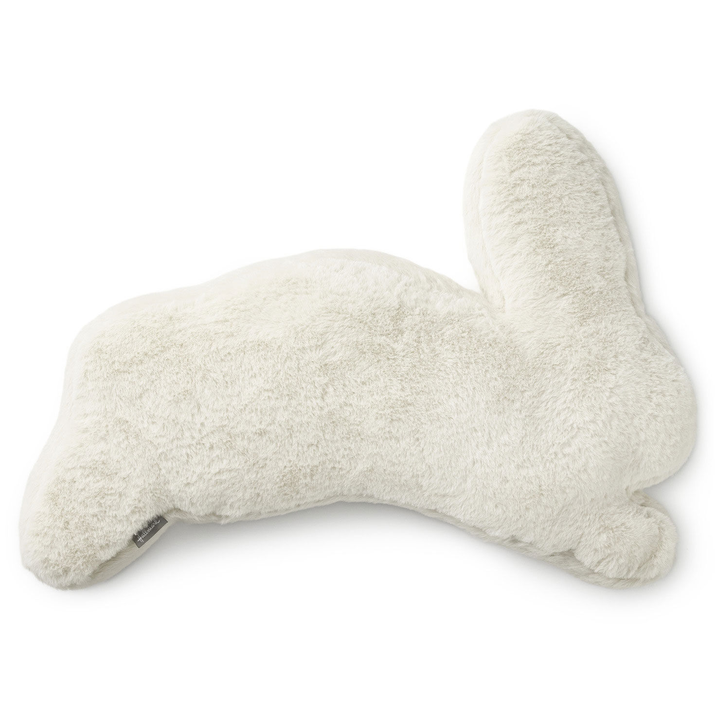 Bunny Shaped White Faux Fur Pillow Easter Decor back image number 3
