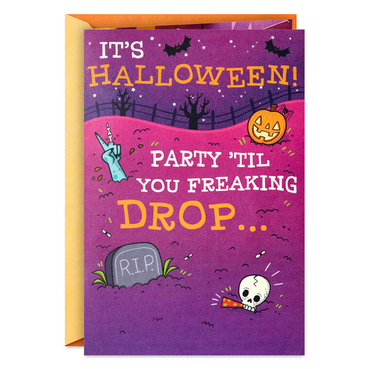 Zombie Dance Party Funny Musical Pop-Up Halloween Card With Light