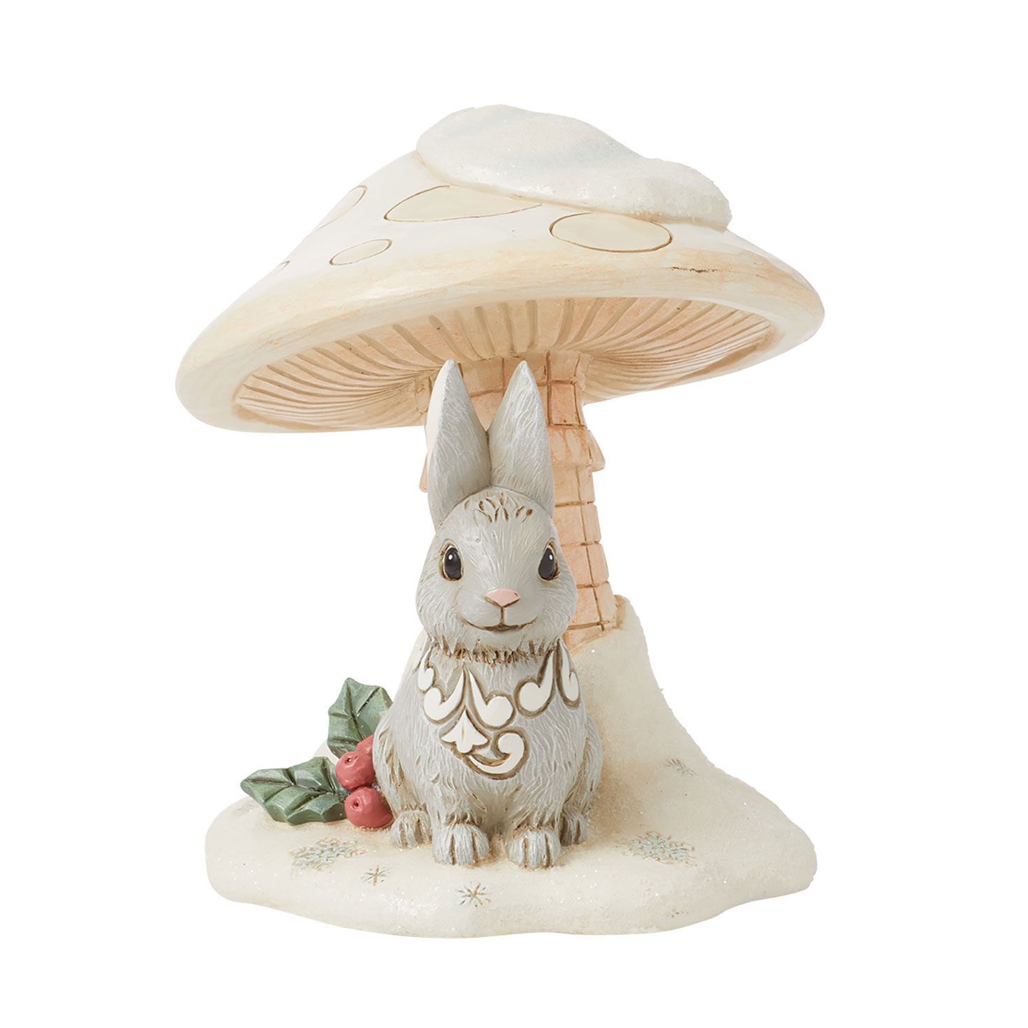 Jim Shore Woodland Bunny Under a Mushroom Figurine, 4.1"