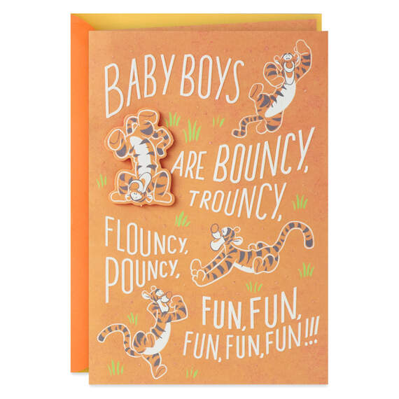 Disney Winnie the Pooh Tigger New Baby Boy Card, , large image number 1