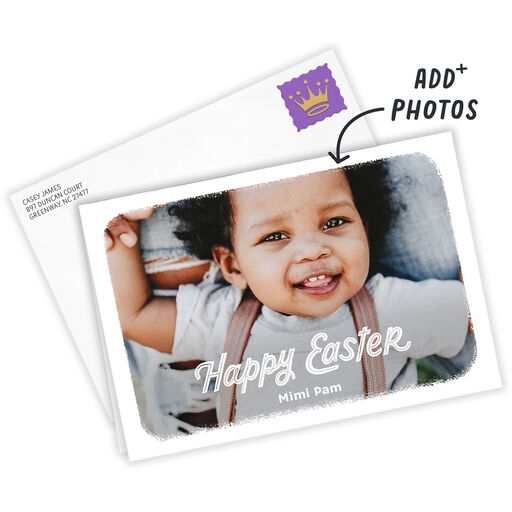 White Frame Horizontal Folded Easter Photo Card, 