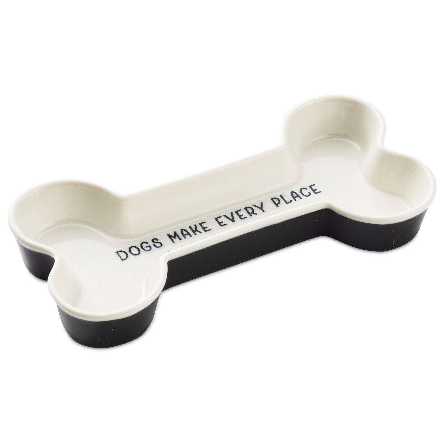 Bone-Shaped Trinket Dish With Dog Quote angled view image number 2
