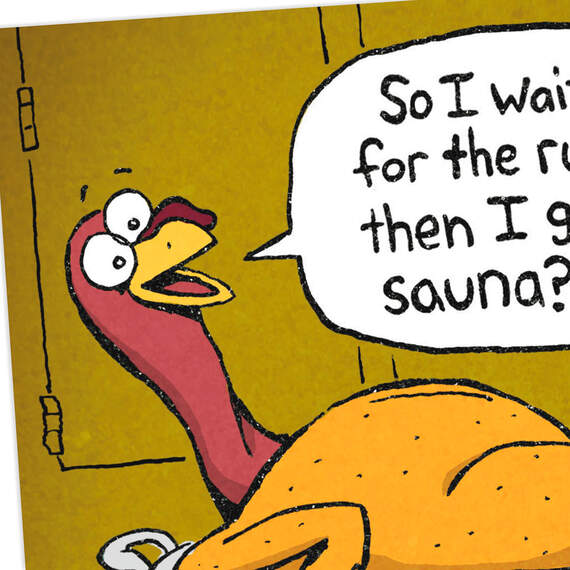 Turkey Rubdown and Sauna Funny Thanksgiving Card, , large image number 4