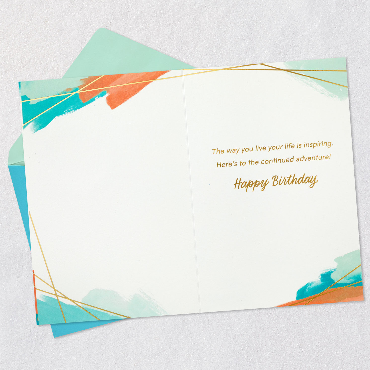 Coral and Blue 70th Birthday Card Open card with envelope image number 3