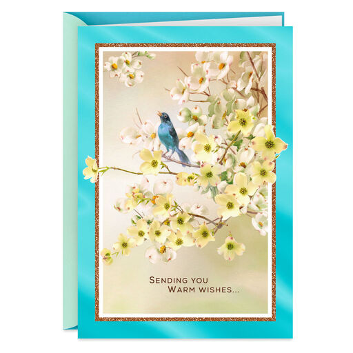 Warm Wishes Bluebird on Dogwood Tree Get Well Card, 