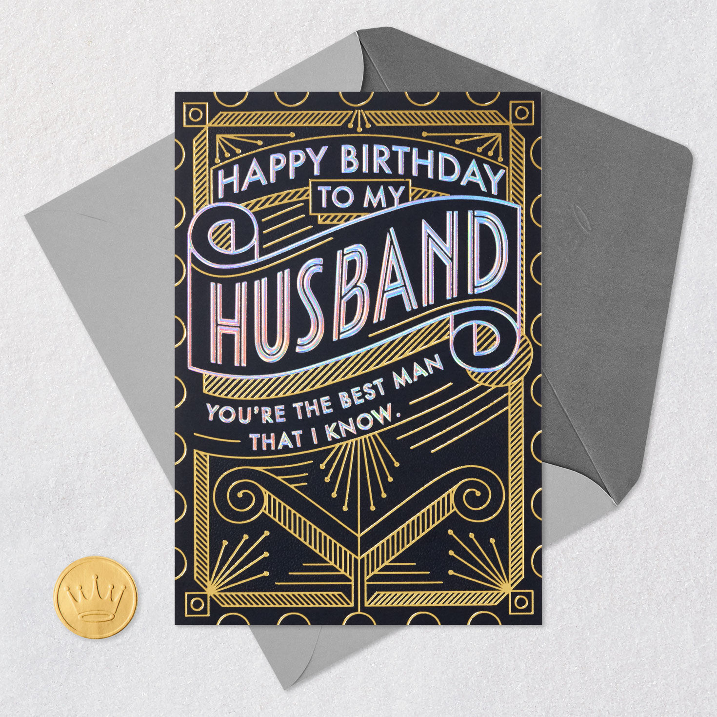 Best Man I Know Art Deco Romantic Birthday Card for Husband, , large image number 6