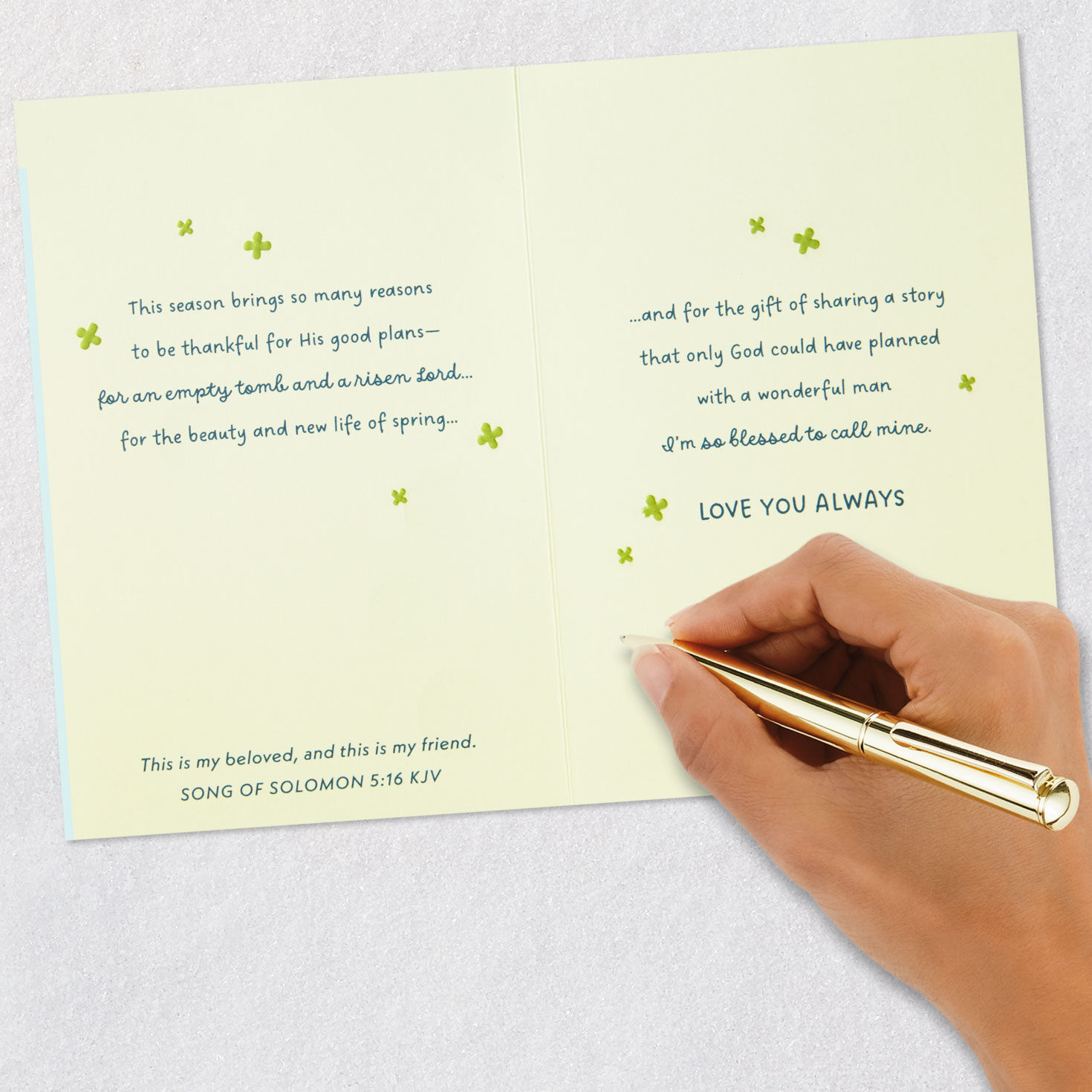 Trees on Blue Religious Easter Card for Husband Signing card image number 8