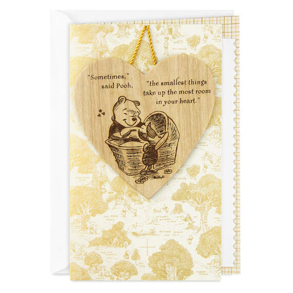Disney Winnie the Pooh New Baby Card With Heart Decoration, , large image number 1