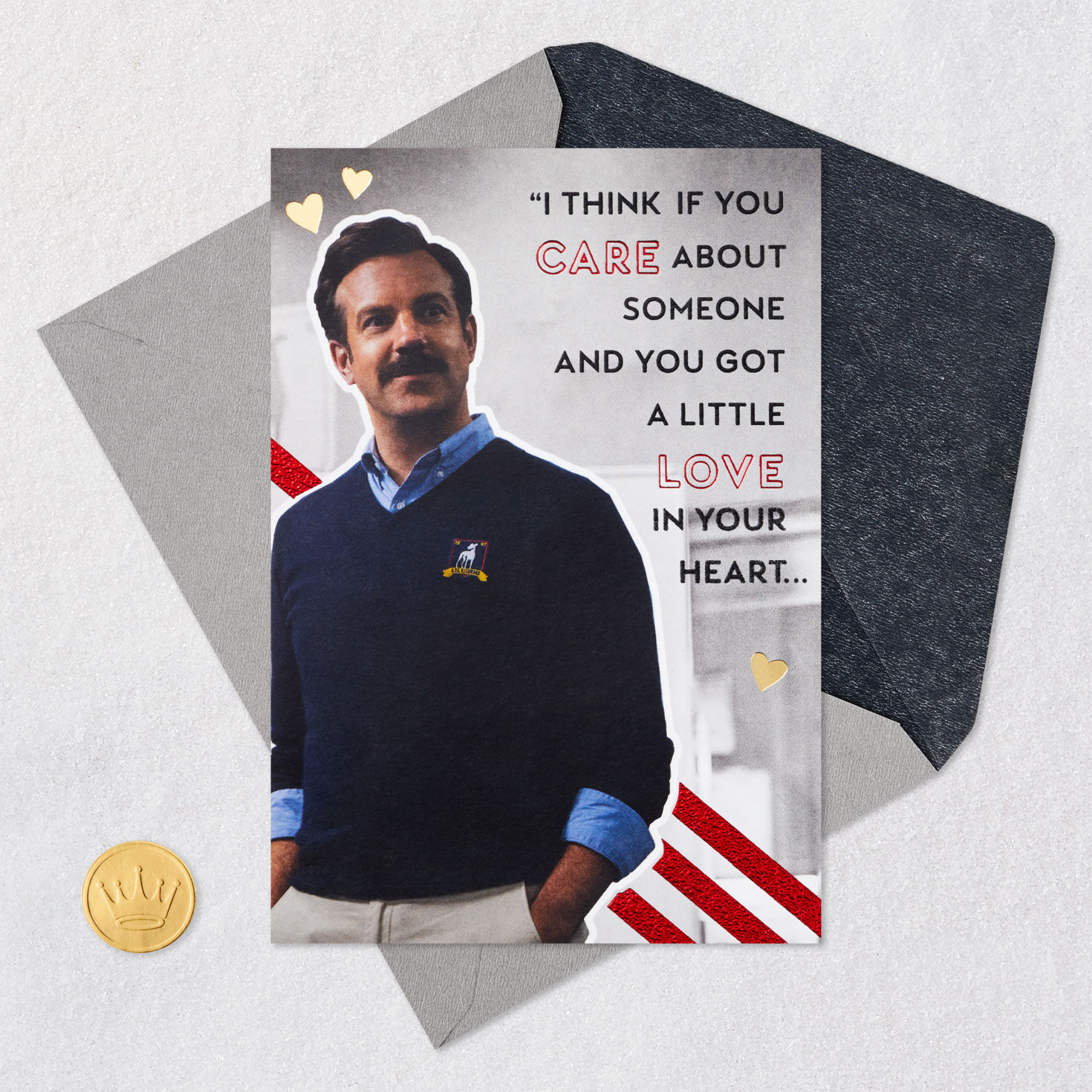 Soccer Coach Ted Lasso Valentine's Day Card Card Front with Envelope and Gold Seal image number 5