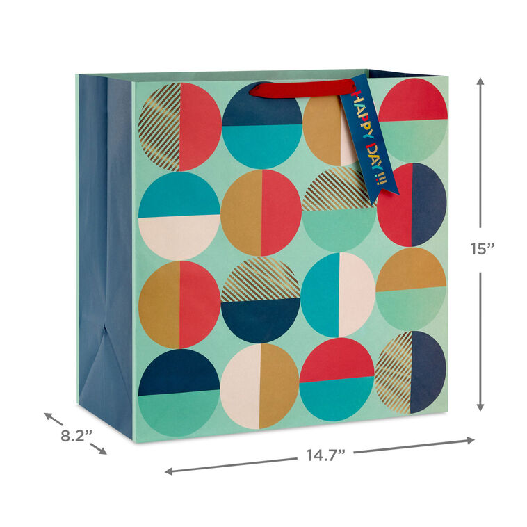 Colorblock Circles Extra-Deep Gift Bag measurement image number 3