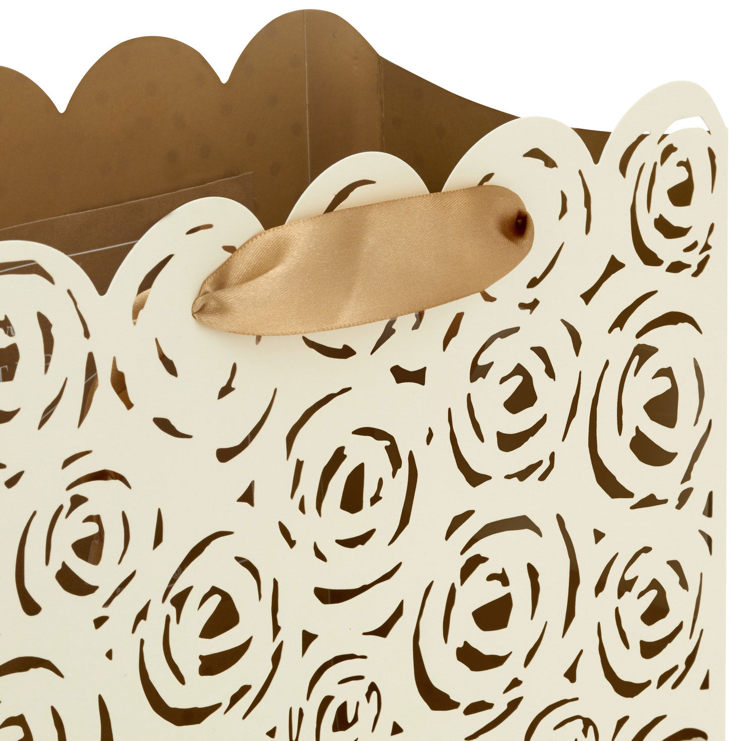 Rose Pattern and Polka-Dot Large Square Gift Bag Handle Detail image number 3