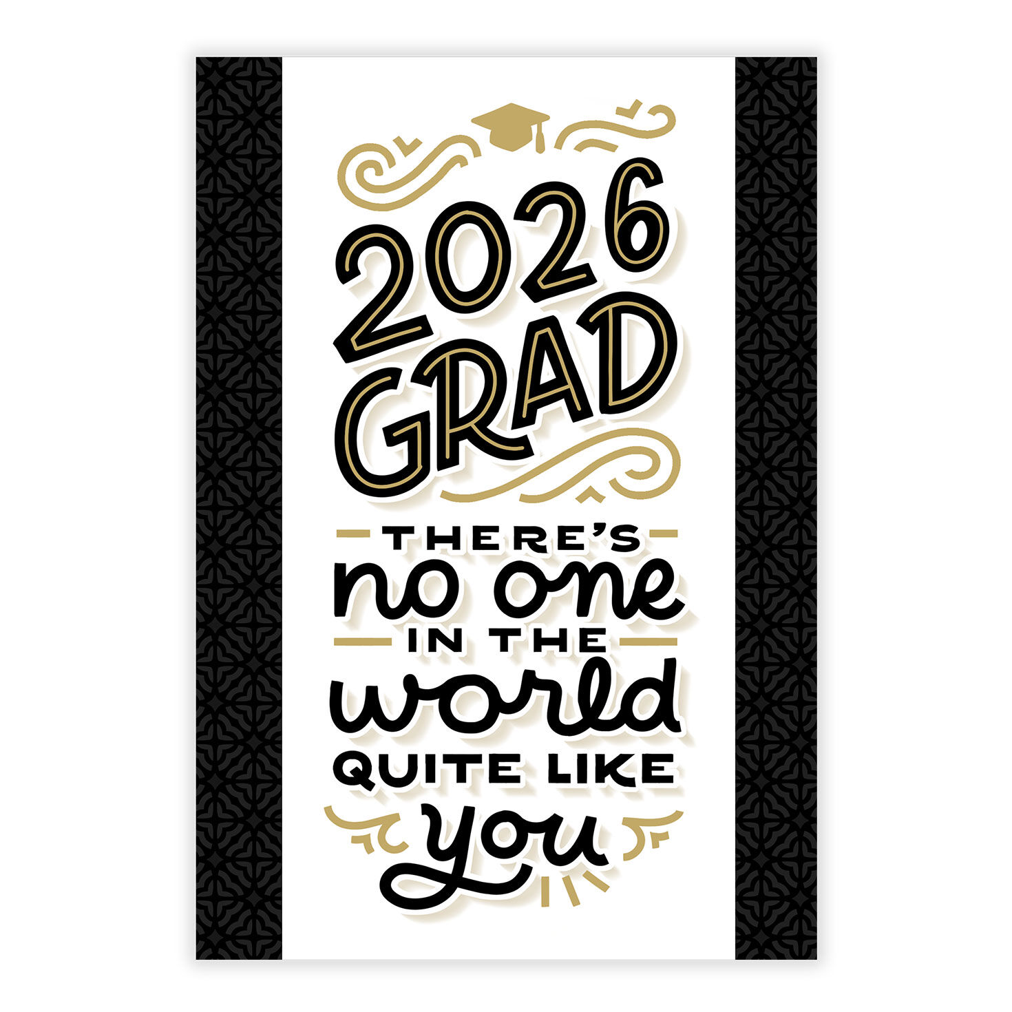 Black and Gold Lettering Personalized Grad Card front image number 2