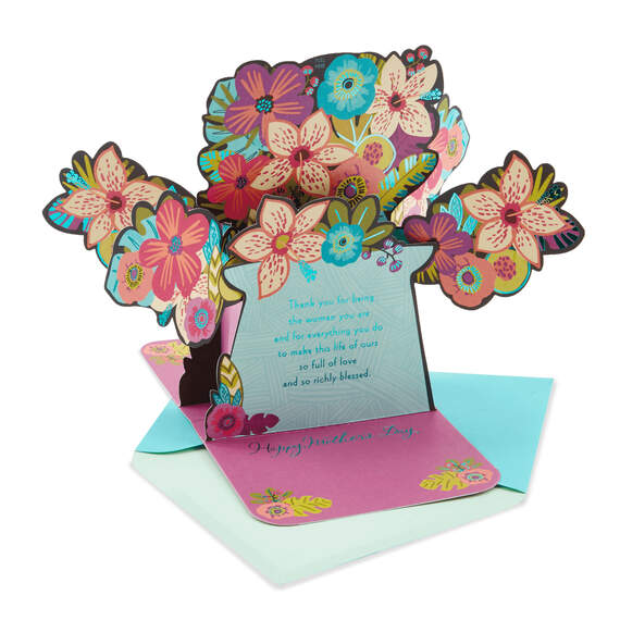 My Wife, My Love, My Friend Flower Bouquet 3D Pop-Up Mother's Day Card, , large image number 1