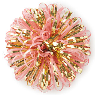 Pink and Gold Metallic Pom Pom Gift Bow, 5"