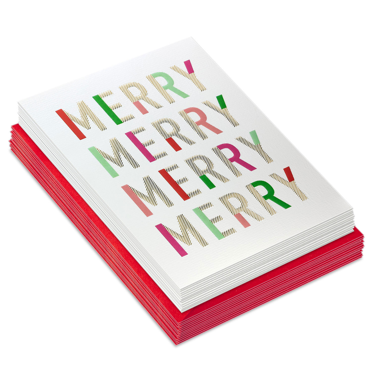 Merry Lettering Boxed Christmas Cards, Pack of 16