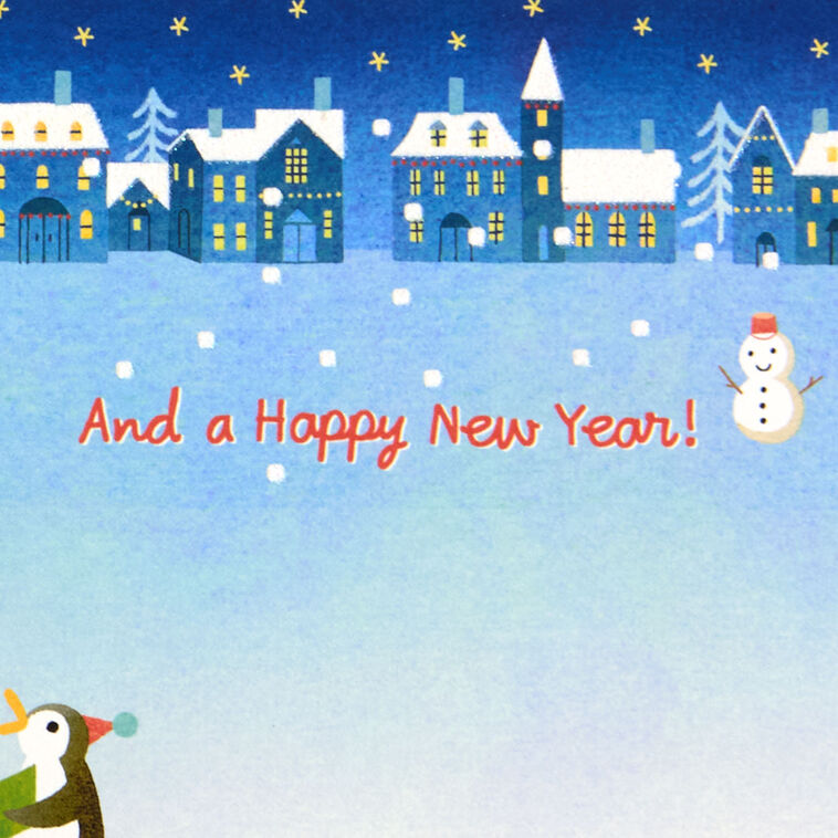 Polar Bear and Penguin Carolers Pop-Up Christmas Card Sentiment image number 3