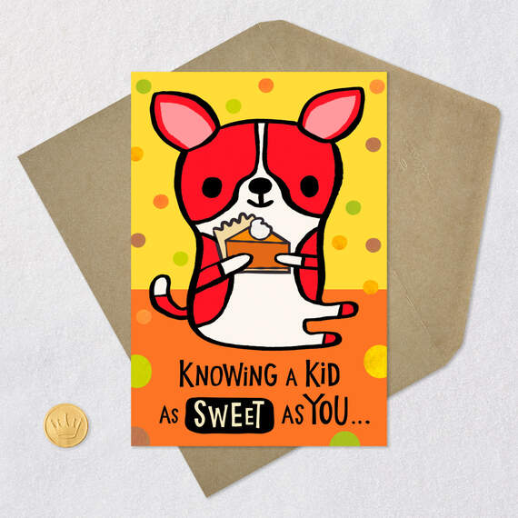 Cute Dog With Pie Sweet Kid Thanksgiving Card, , large image number 5