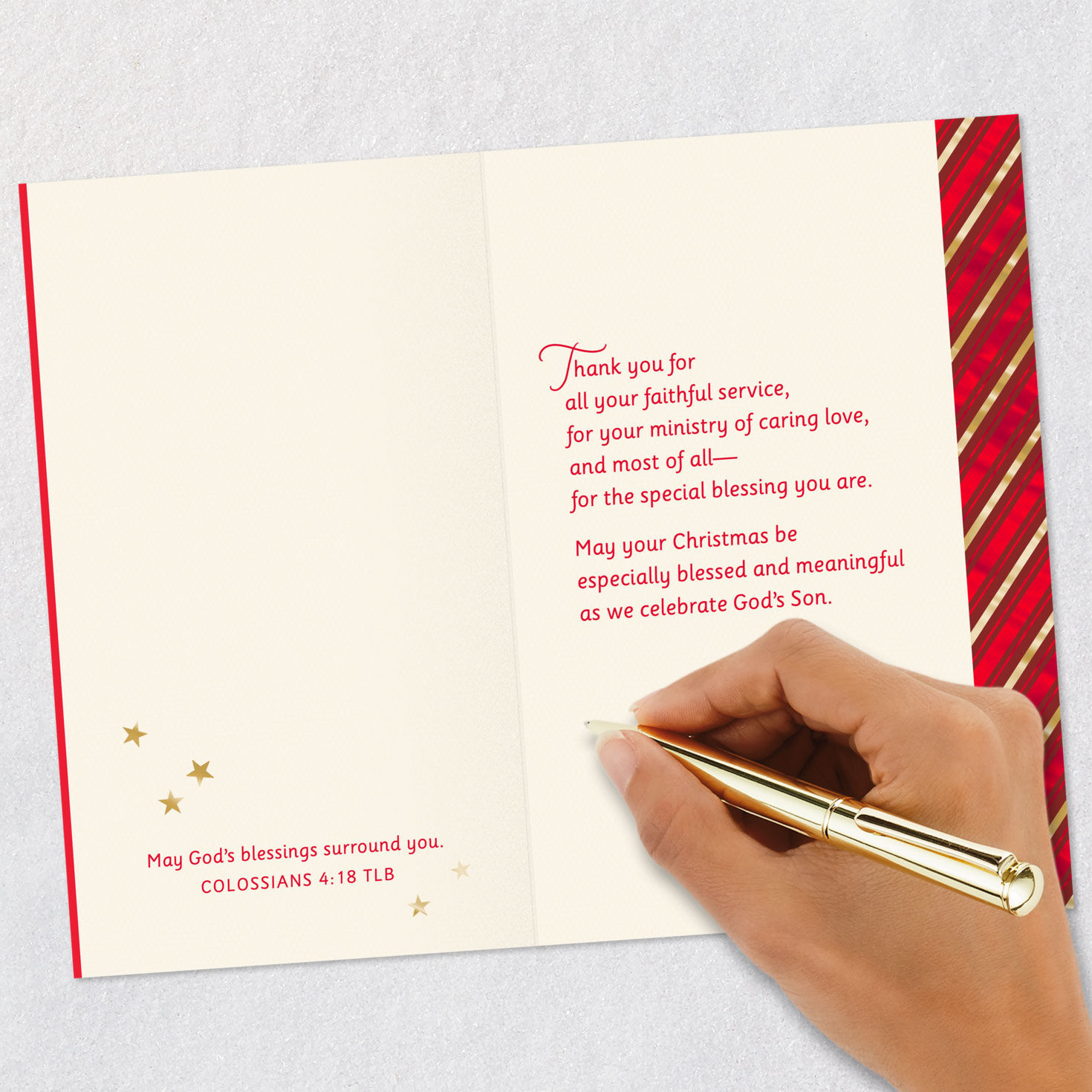 Gold Snowflake Minister Religious Christmas Card Signing card image number 7
