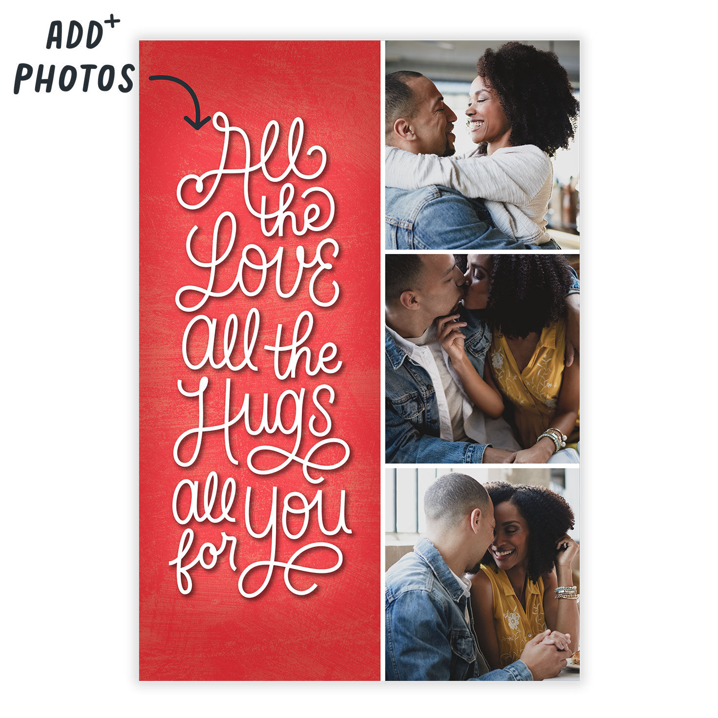 Hugs and Love Lettering on Red Love Photo Card  image number 2