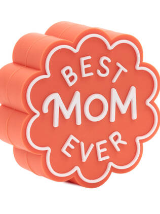 Charmers Best Mom Ever Coral Silicone Charm