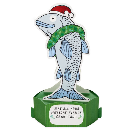 Christmas Cod Fish Pun Funny 3D Pop-Up Christmas Card, 