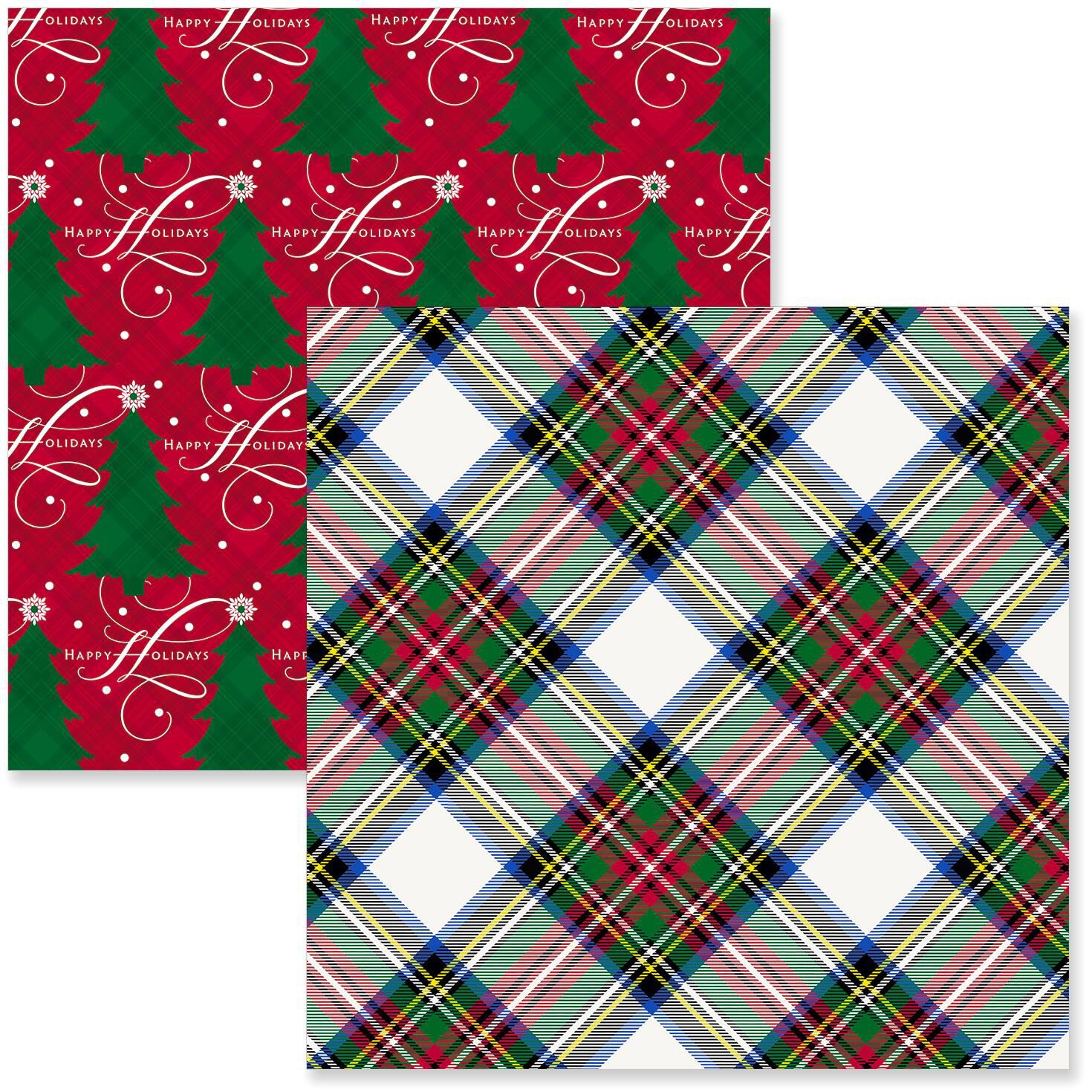 White Plaid Christmas Trees Christmas Wrapping Paper Rolls Pack Of 2