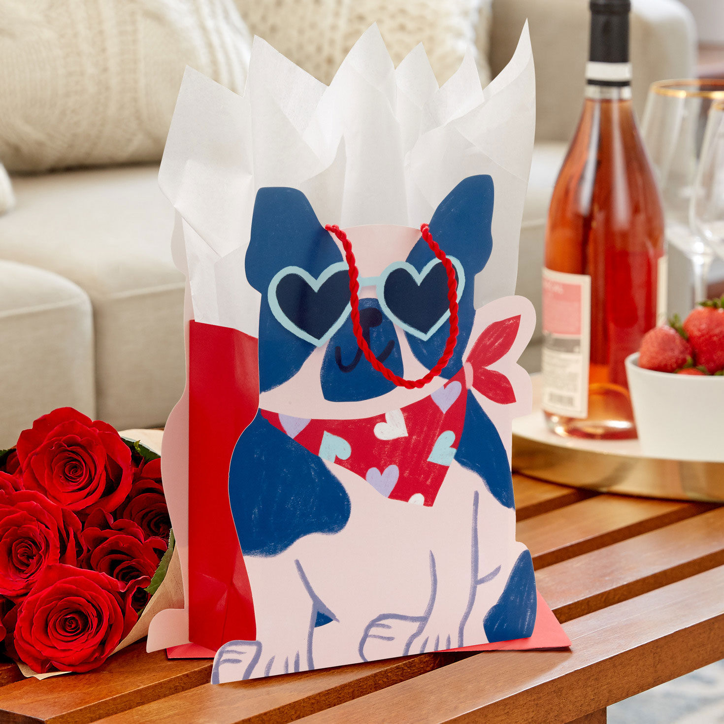 French bulldog gift bag top