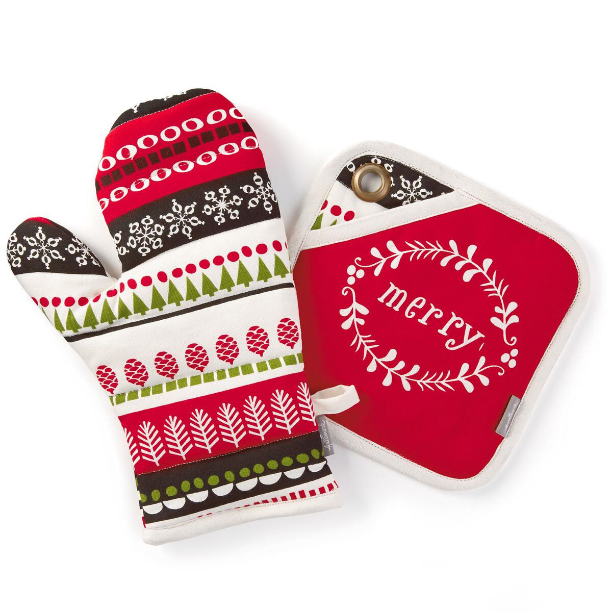 Christmas Potholder and Oven Mitt Set Kitchen Linens Hallmark
