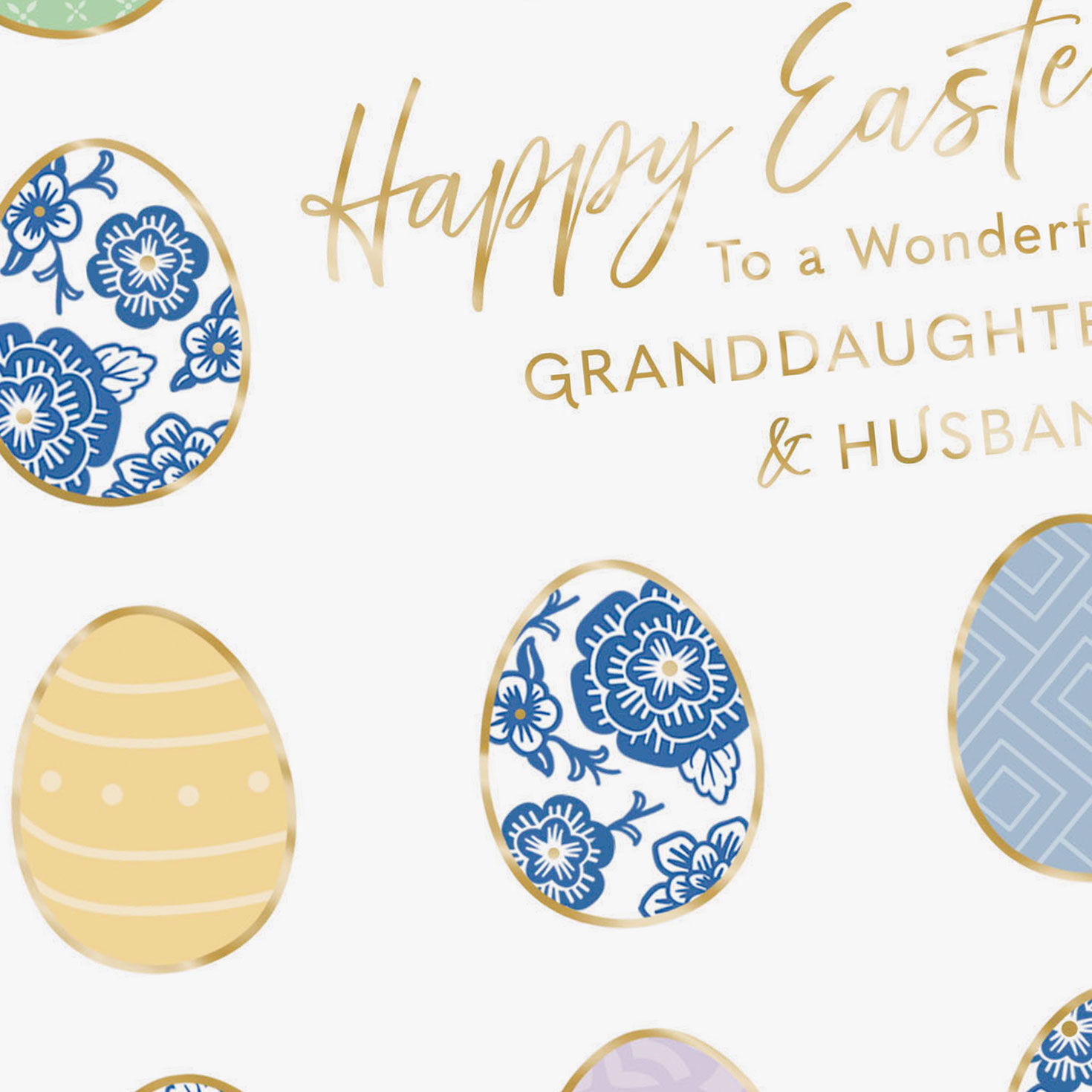 Floral Chinoiserie Eggs Easter Card for Granddaughter and Husband, , large image number 4