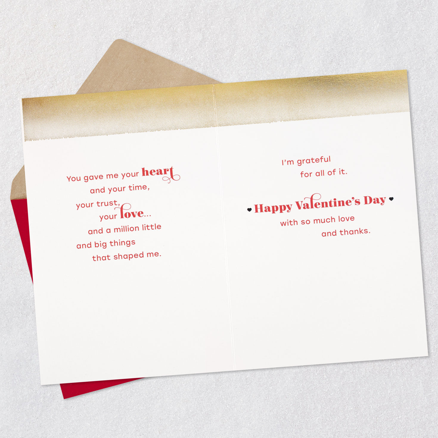 Heart in Hands Mom Valentine's Day Card Open card with envelope image number 4