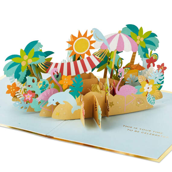 Your Time to Celebrate Tropical Beach 3D Pop-Up Card, , large image number 1