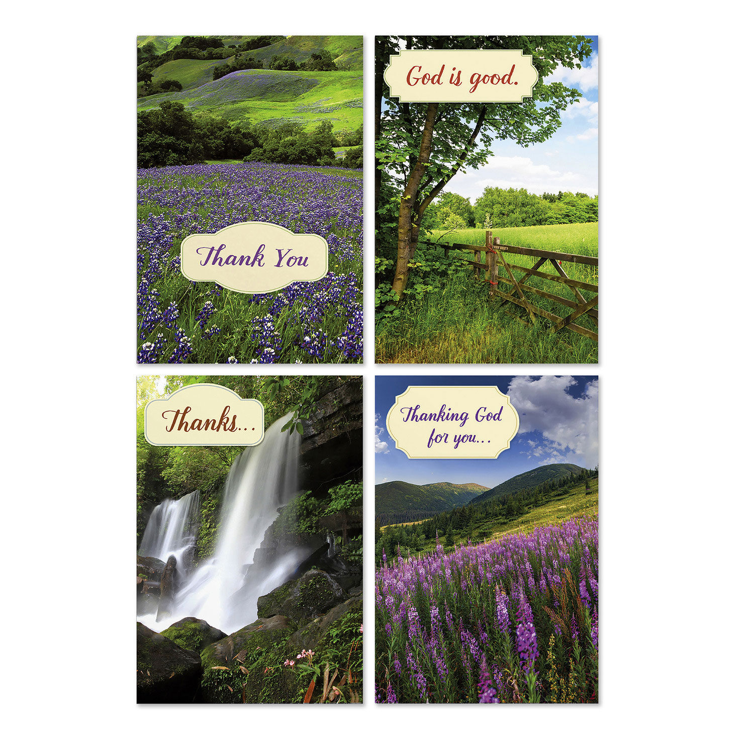 Vivid Landscapes Assorted Religious Thank You Cards, Box of 12