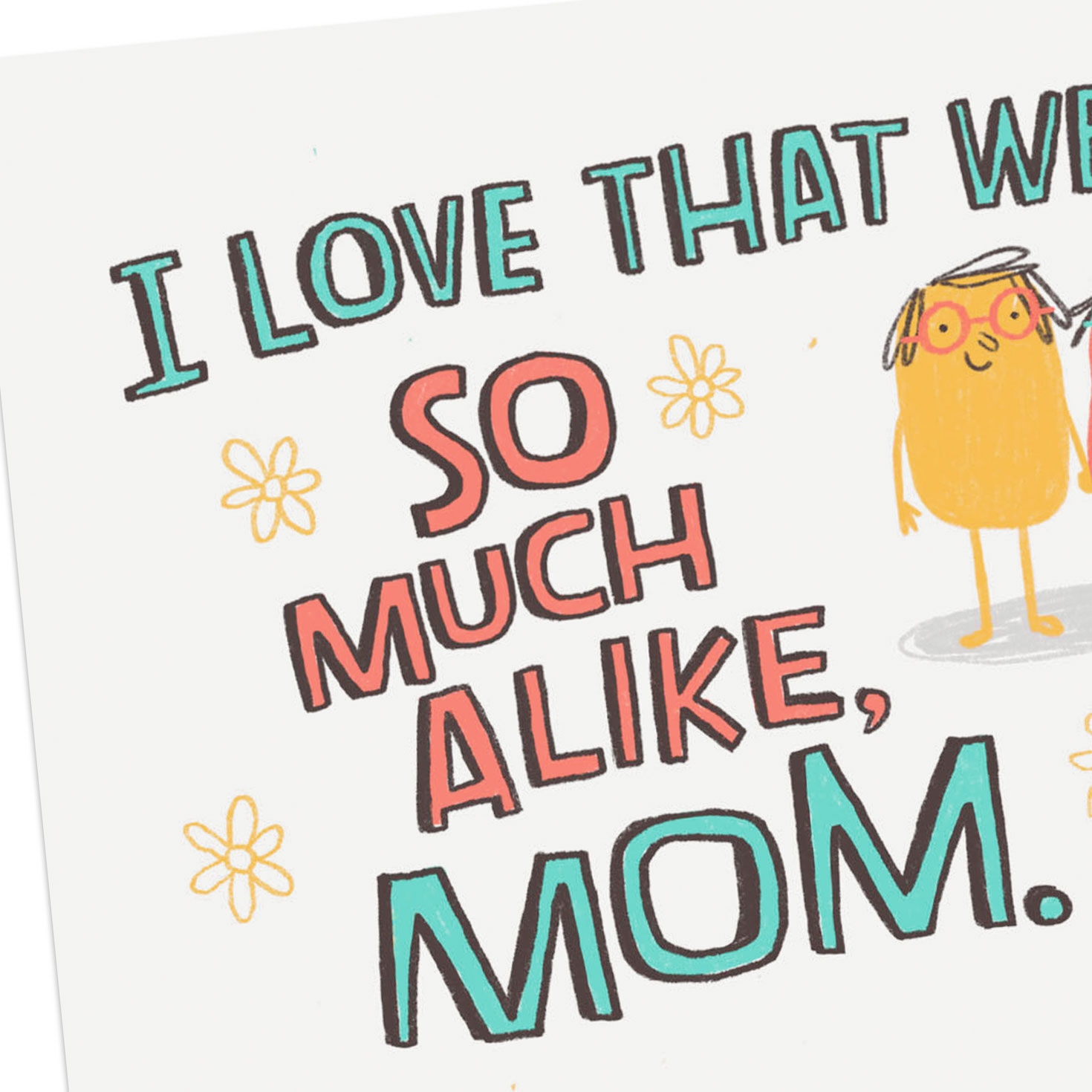 Two Doodled Characters Funny Card for Mom Card Front Detail image number 5