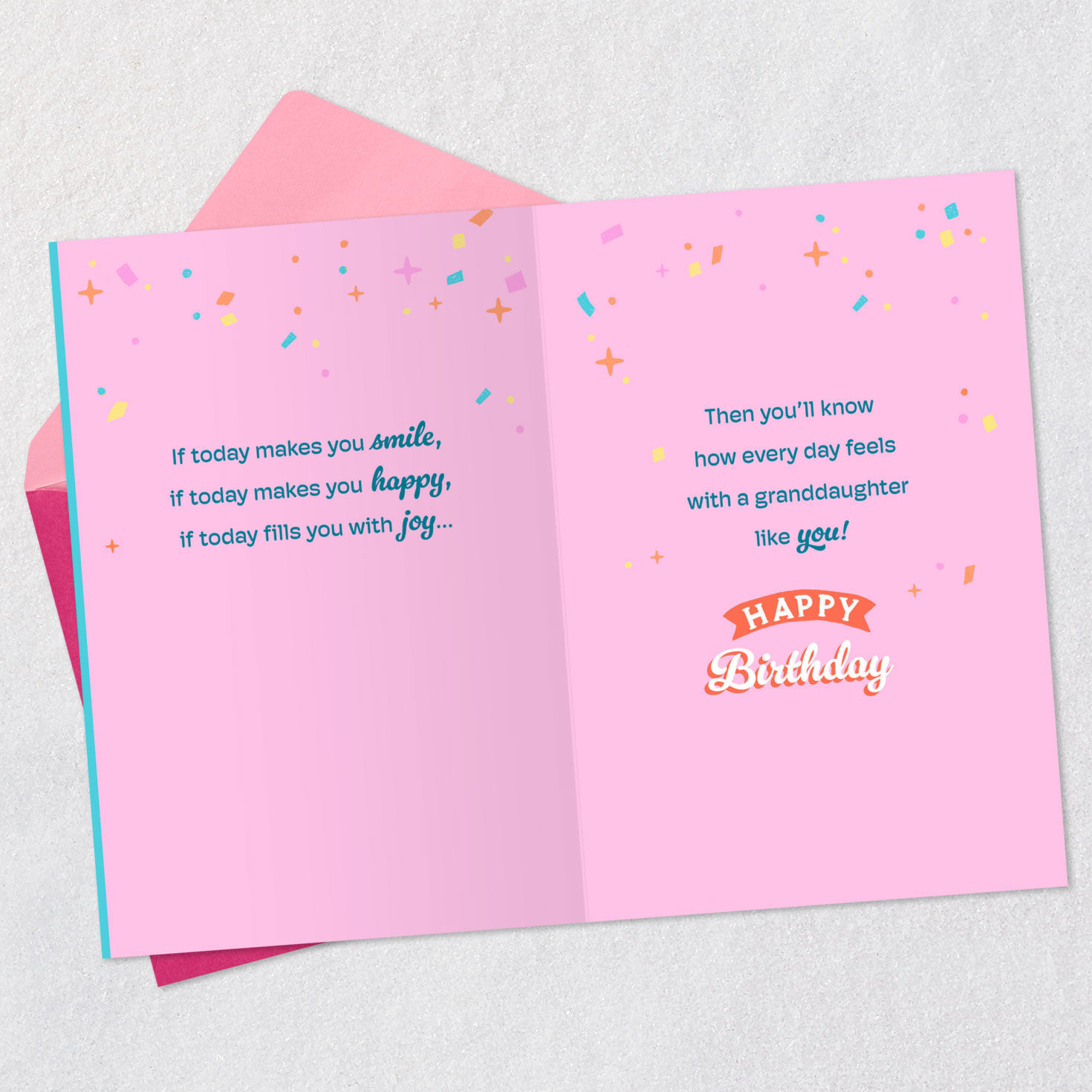 Ice Cream With Sprinkles Granddaughter Birthday Card Open card with envelope image number 3