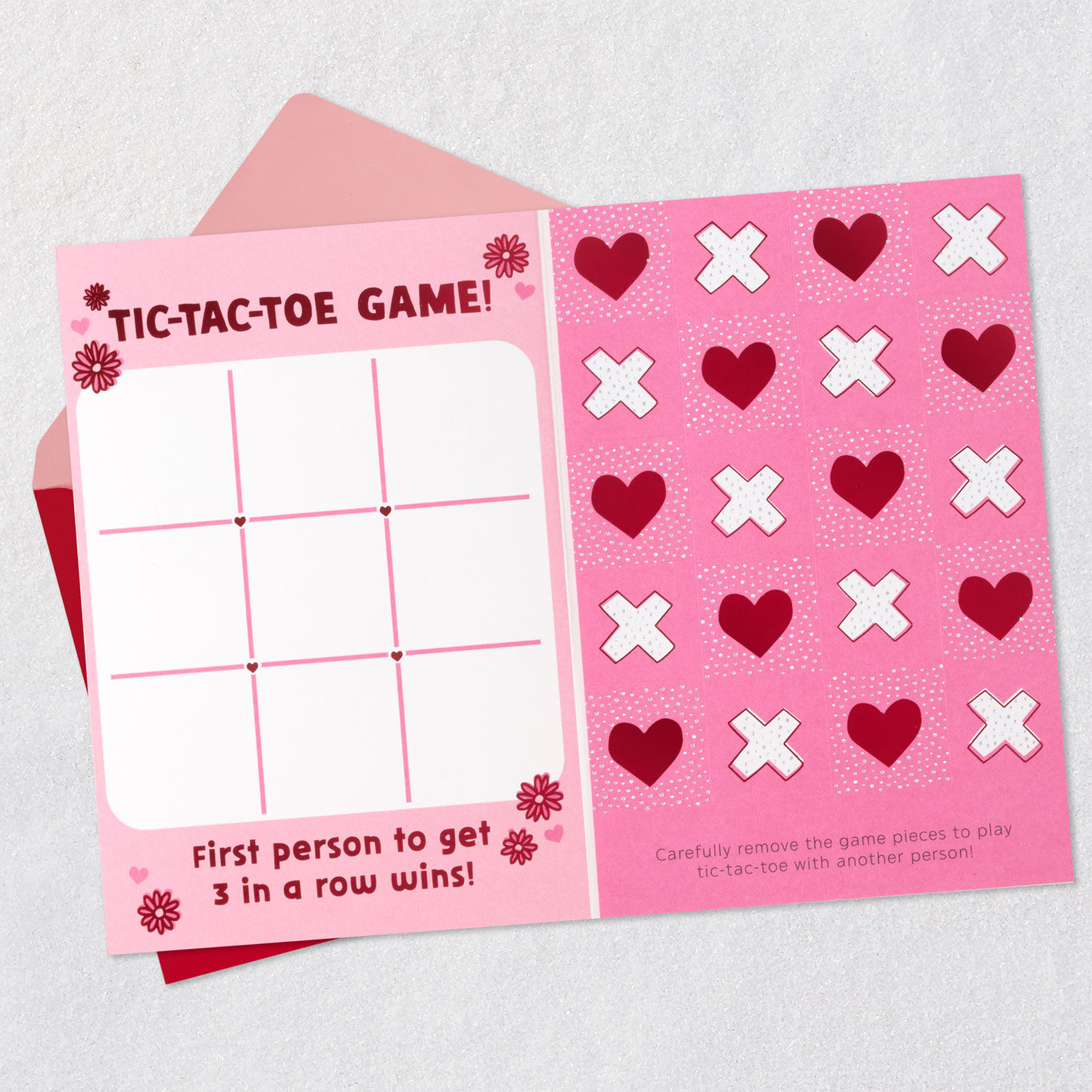 Granddaughter Valentine's Day Card With Tic-Tac-Toe Game Open card with envelope image number 3