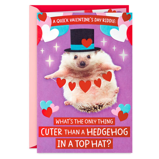 Hedgehog in a Top Hat Valentine's Day Card, 