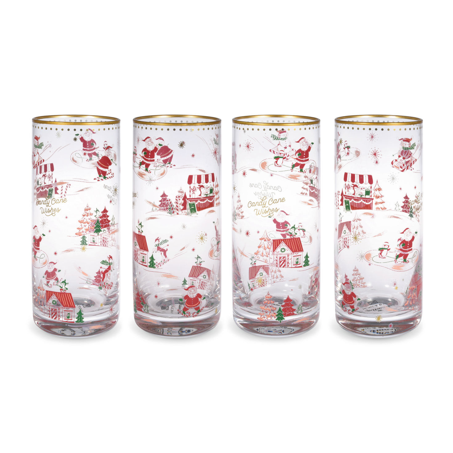 Candy Cane Wishes Drinking Glasses, Set of 4