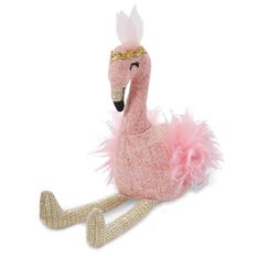 Pink and Gold Flamingo Plush Baby Rattle, 7.5" - Baby ...