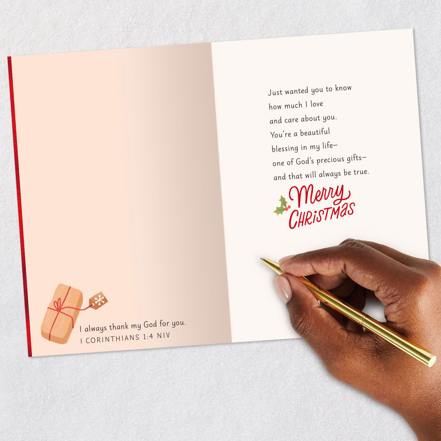 Cozy Holiday Religious Christmas Card for Sister Signing Card image number 7