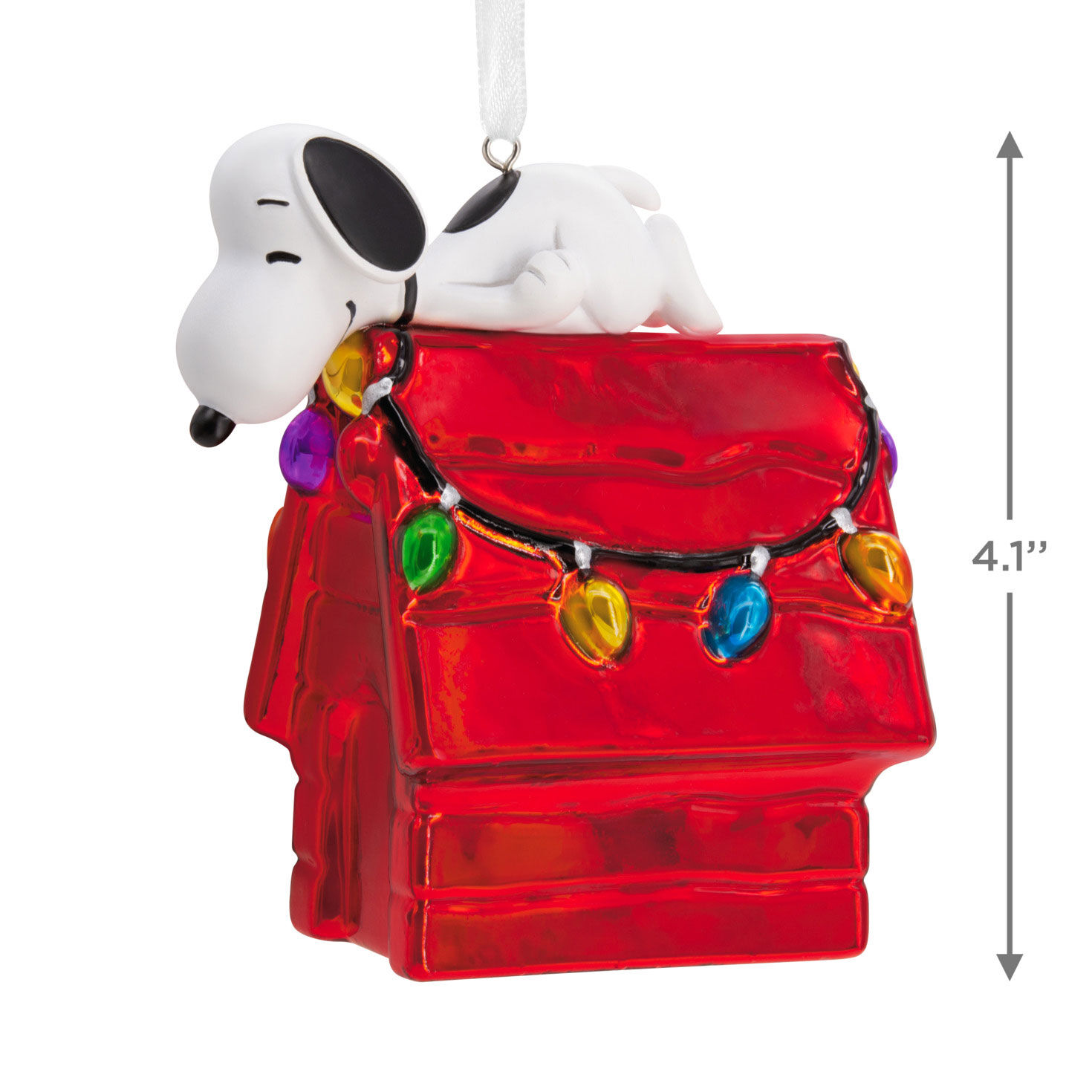 Peanuts&reg; Snoopy on Holiday Doghouse Blown Glass Hallmark Ornament, , large image number 3