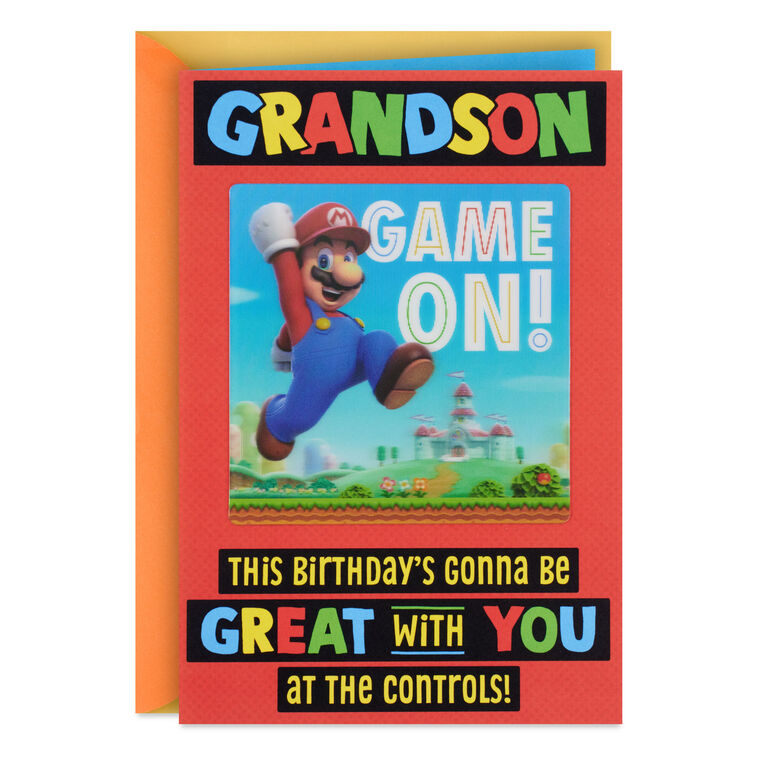 Nintendo Super Mario™ Game On! Lenticular Birthday Card for Kids