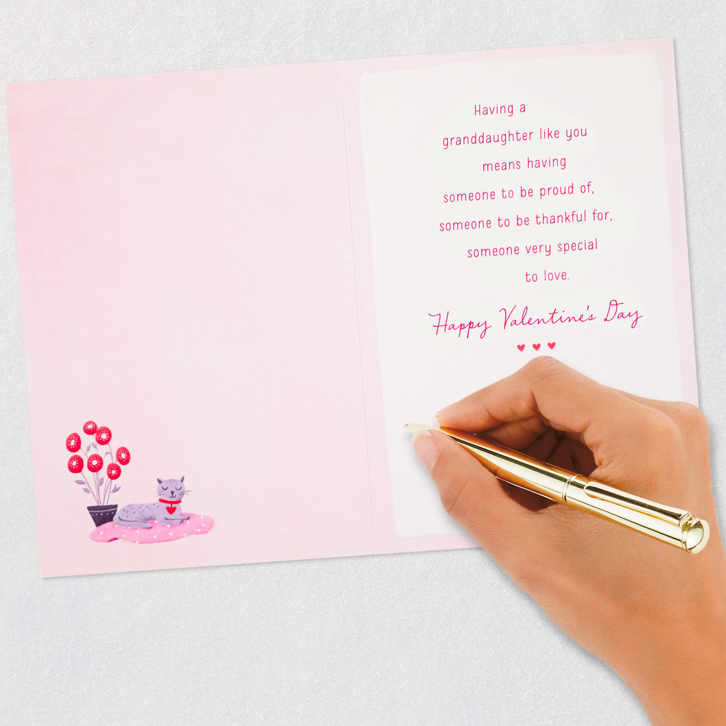 Girl Reading on Bed Granddaughter Valentine's Day Card Signing card image number 6