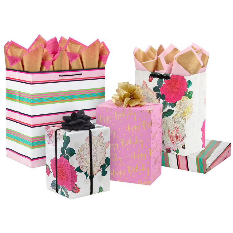 Blooms and Stripes Gift Wrap Collection
