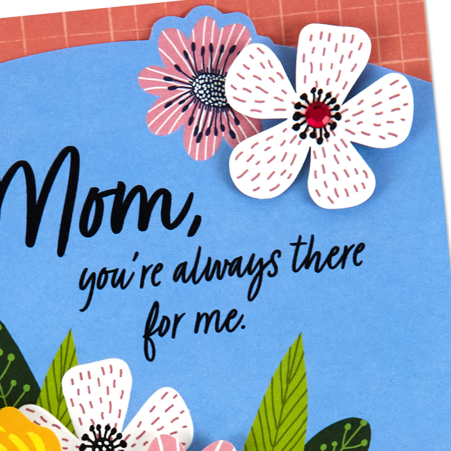 Flowers on Blue Mother's Day Card for Mom Card Front Detail image number 5