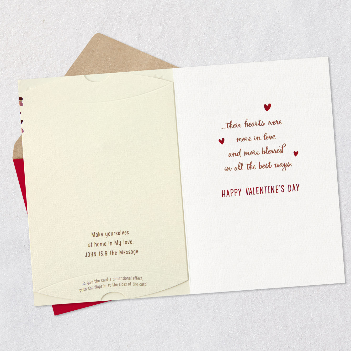 Couple on Bench Religious Pop-Up Valentine's Day Card Open card with envelope image number 5
