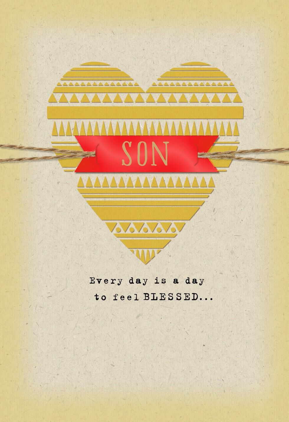 Modern Geometric Gold Heart Valentine's Day Card for Son