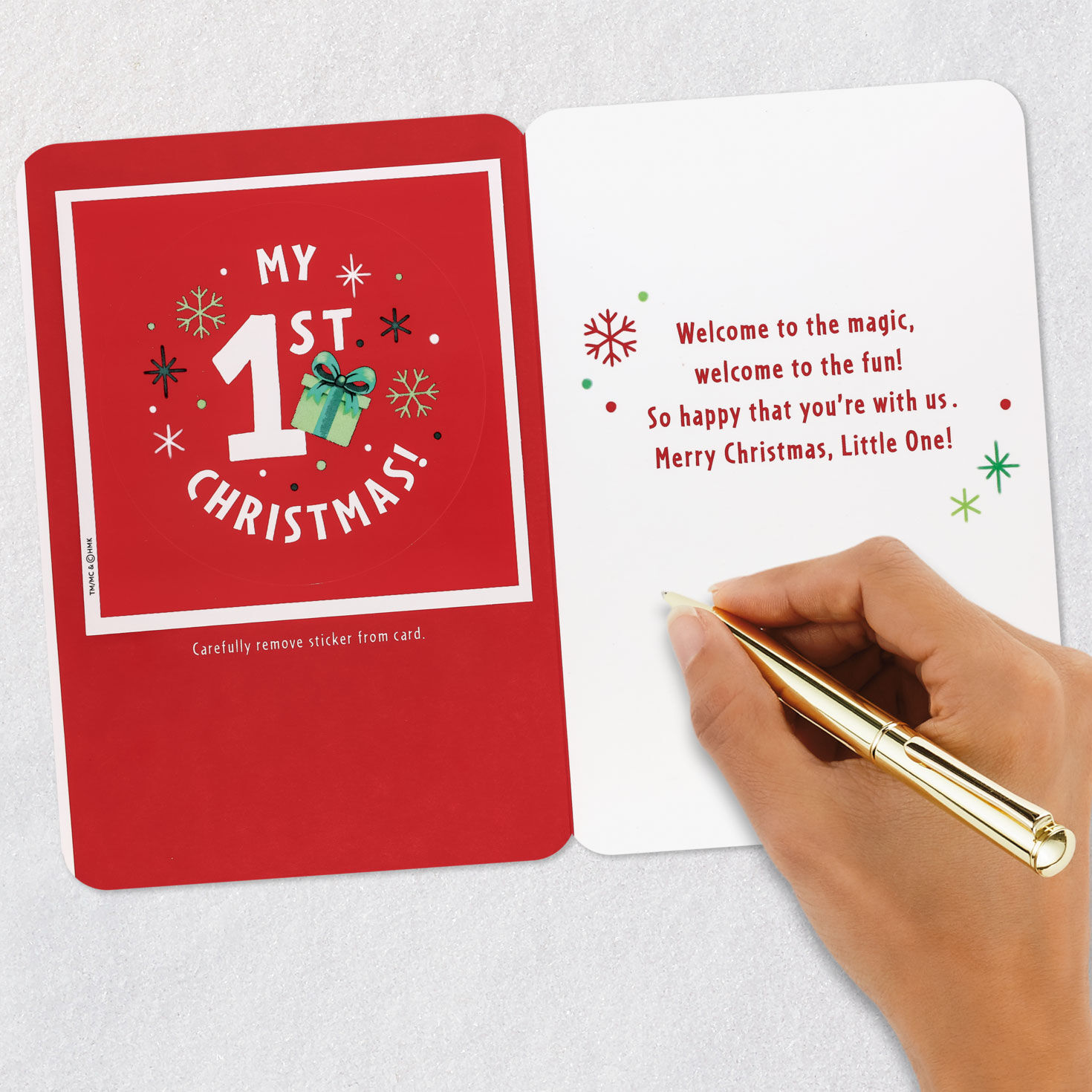 Teddy Bear 1st Christmas Card and Sticker for Baby signing card image number 7