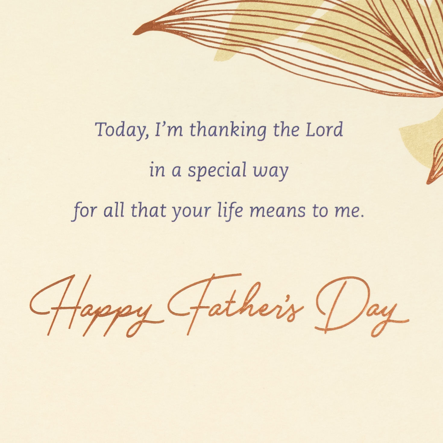 Blue and Copper Leaves Religious Father's Day Card Sentiment image number 2