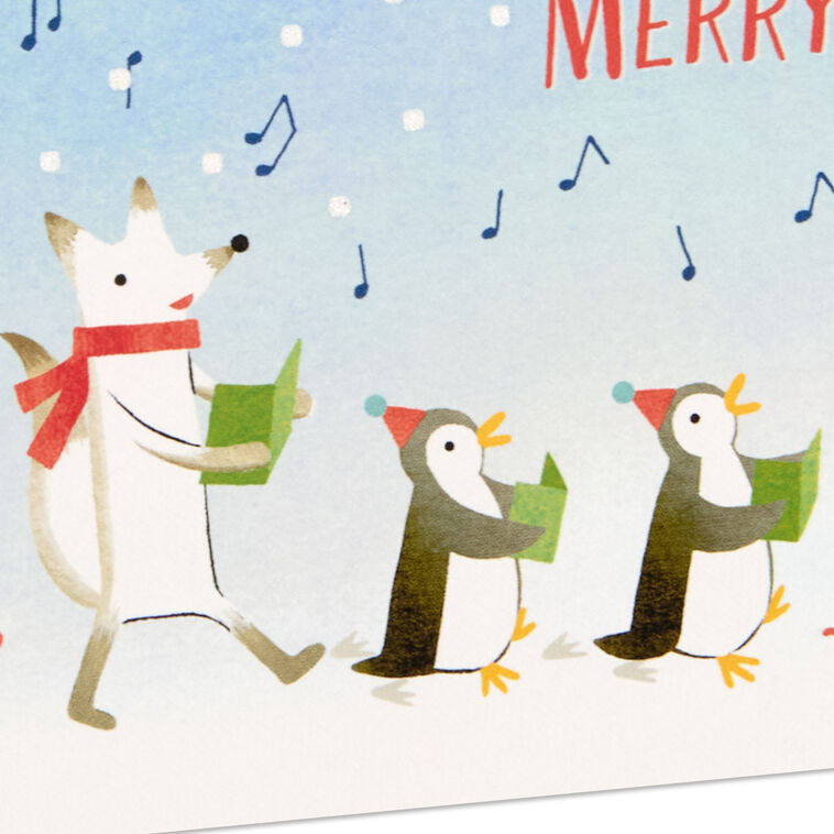 Polar Bear and Penguin Carolers Pop-Up Christmas Card Card Front Detail image number 6